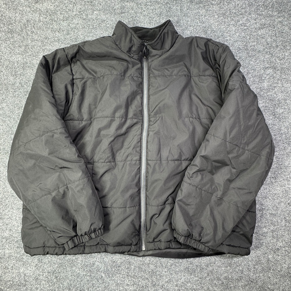 Swiss Tech Puffer Jacket Mens 3XL Black Quilted Full Zip